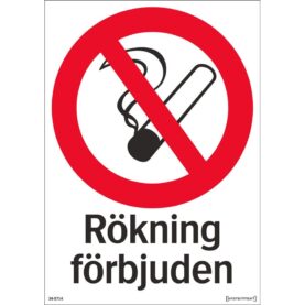 SKYLT RÖKNING FÖRBJUDEN 210X297 MM