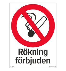SKYLT RÖKNING FÖRBJUDEN 210X297 MM