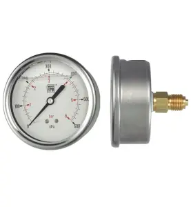 TRYCKMÄTARE MGS10/3D G8 63 MM 0-16 BAR/MPA UTVÄNDIG GÄNGA, BAKÅT, FYLLD