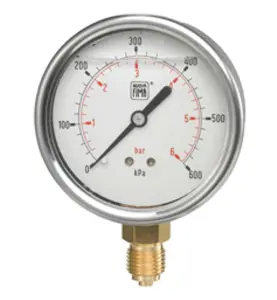 TRYCKMÄTARE MGS10/3A G8 63 MM 0-160 BAR/MPA UTVÄNDIG GÄNGA, NEDÅT, FYLLD