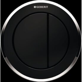 SPOLKNAPP OMEGA10 DUBBEL SVART/BLANKFÖRKROMAD GEBERIT