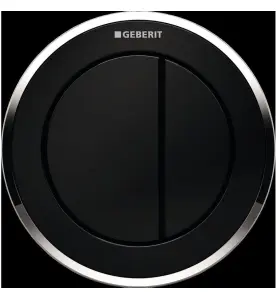 SPOLKNAPP OMEGA10 DUBBEL SVART/BLANKFÖRKROMAD GEBERIT
