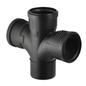 KORSGRENRÖR 110 MM X 87,5° DUBBELT 180°, 3MUFF SVART SILENT-PP GEBERIT