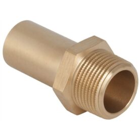 ÖVERGÅNGSNIPPEL 15 MM X R15 SLÄTÄNDA X UTVÄNDIG GÄNGA RÖDGODS M-PROFIL MAPRESS GEBERIT