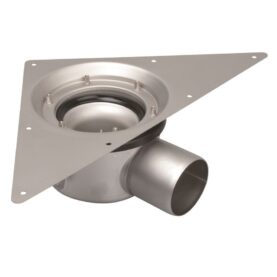 GOLVBRUNN 206-75S-3K 75MM Ø150MM SIDOUTLOPP ÖVERDEL TREKANT ROSTFRI BLUCHER