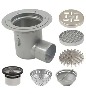 INDUSTRIBRUNNSPAKET 760-PL Ø200 S75 SIDOUTLOPP FÖR BETONGGOLV MED PLASTMATTA BLUCHER