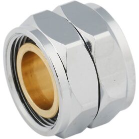 DUBBEL KOPPLINGSMUTTER G15XG15 KORT KROM BROEN BALLOFIX