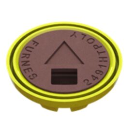 PREMIUM LOCK FÖR VENTILBETÄCKNING MED SLITSAD LÅSPACKNING, GUL, MED RUND POLY MÄRKNING, 2491HTPOLY