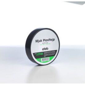 MJUK PLASTTEJP SVART 19MM X 20METER