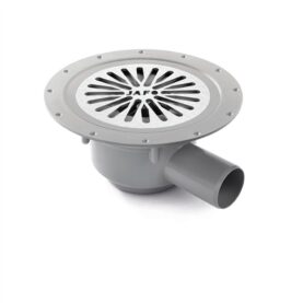 GOLVBRUNN PS 50 GR MP Ø50MM 50MM SIDOUTLOPP MED MATTPAKET, ROSTFRI SIL GRÅ JAFO