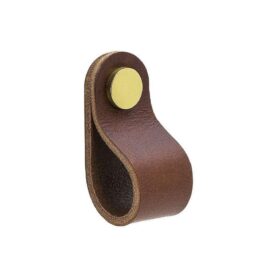 KNOPP I LÄDER TILL BADRUMSSKÅP K3 BRUN/MÄSSING GBG