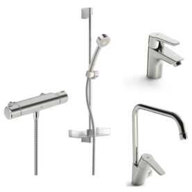 GARANTIPAKET MED DUSCH-, TVÄTTSTÄLLS-, KÖKSBLANDARE OCH DUSCHSET NOVA/SWEA 160 CC ORAS