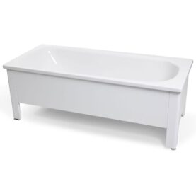 3/4 FRONT TILL BADKAR BASIC 1500 (GAVEL, LÅNGSIDA, BENSTÄLLNING) VIT ALTERNA