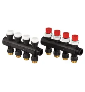 FÖRDELARE 4 G25 / 4 X GE20 4 X C/C50 MM AVSTICK UTVÄNDIG GÄNGA SVART VARIO PLUS UPONOR