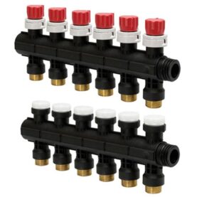 FÖRDELARE 6 G25 / 6 X GE20 6 X C/C50 MM AVSTICK UTVÄNDIG GÄNGA SVART VARIO PLUS UPONOR