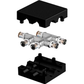 RADIATORFÖRDELARE 16X16X16 6MUFF, I PLAN, MED ISOLERING S-PRESS PLUS UPONOR