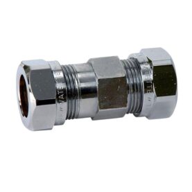 RAK KOPPLING 12X10 MM 2KLÄMRING, FÖRLÄNGD KROM VATETTE