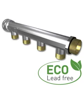 FÖRDELARE 4 UNI ECO 1 X G20 / 4 X G15, 4 X C/C50 MM AVSTICK FÖR PEX-RÖR NICKEL LK