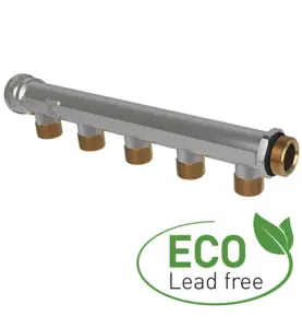 FÖRDELARE 5 UNI ECO 1 X G20 / 5 X G15, 5 X C/C50 MM AVSTICK FÖR PEX-RÖR NICKEL LK