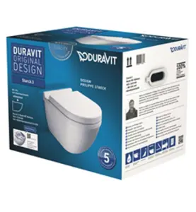 VÄGGHÄNGD WC-SKÅL STARCK 3 RIMLESS MED SOFTCLOSE-SITS DURAVIT