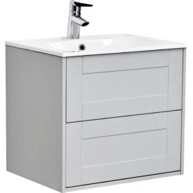 KOMMOD GABRIELLA 50 CM KOMPAKT GRÅ MATT MED ARIELLA TVÄTTSTÄLL MINERALKOMPOSIT ALTERNA