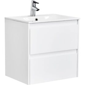 KOMMOD LUXOR 50 CM KOMPAKT VIT MATT MED ARIELLA TVÄTTSTÄLL MINERALKOMPOSIT ALTERNA