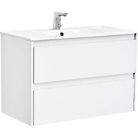 KOMMOD LUXOR 90 CM VIT MATT MED ARIELLA TVÄTTSTÄLL MINERALKOMPOSIT ALTERNA