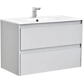 KOMMOD LUXOR 90 CM GRÅ MATT MED ARIELLA TVÄTTSTÄLL MINERALKOMPOSIT ALTERNA