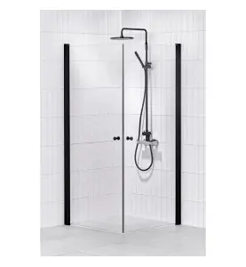 DUSCHHÖRNA LUSSO BLACK RAK 80X80 KLARGLAS ALTERNA