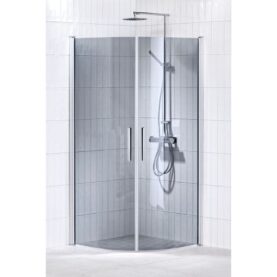 DUSCHHÖRNA LUSSO MED HANDTAG 1, SVÄNGD 100x100 GRÅTON ALTERNA