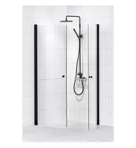 DUSCHHÖRNA LUSSO BLACK SVÄNGD 90X90 KLARGLAS ALTERNA