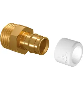 RAK NIPPEL 15 MM X G10 FOG X UTVÄNDIG GÄNGA MÄSSING/VIT Q&E UPONOR