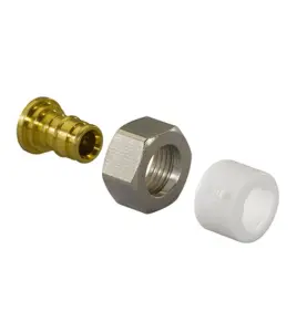 RAK NIPPEL 15 MM X G15 FOG X INVÄNDIG LÖPMUTTER MÄSSING/VIT Q&E UPONOR