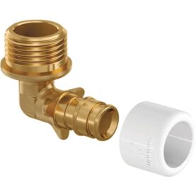 VINKEL 15 MM X G15 X 90° FOG X UTVÄNDIG GÄNGA MÄSSING/VIT Q&E UPONOR