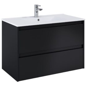 KOMMOD LUXOR 90 CM SVART MED ARIELLA TVÄTTSTÄLL PORSLIN ALTERNA