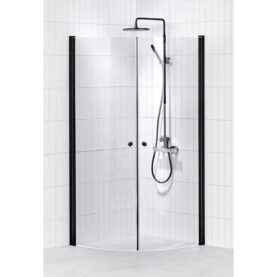DUSCHHÖRNA LUSSO BLACK SVÄNGD 80X80 KLARGLAS ALTERNA