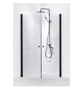 DUSCHHÖRNA LUSSO BLACK SVÄNGD 80X80 KLARGLAS ALTERNA