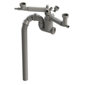 DISKBÄNKSVATTENLÅS G40X50 MED SLANG 3FLEX GRÅ FALUPLAST