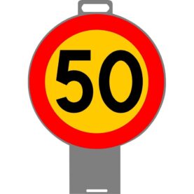 HANDTAGSSKYLT HASTIGHETSBEGRÄNSNING 50KM/H BLINKFYRAR