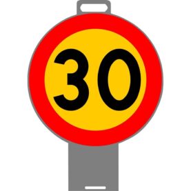 HANDTAGSSKYLT HASTIGHETSBEGRÄNSNING 30KM/H BLINKFYRAR