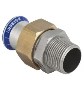 UNIONKOPPLING 22 MM X R20 MUFF X UTVÄNDIG GÄNGA ROSTFRI / GUL MAPRESS GEBERIT