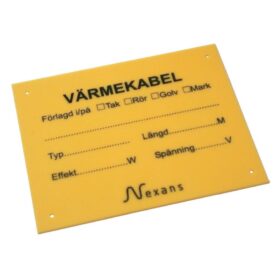 VARNINGSSKYLT 100X80 MM (LxB) FÖR VÄRMEKABEL GUL AXJO