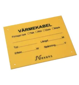 VARNINGSSKYLT 100X80 MM (LxB) FÖR VÄRMEKABEL GUL AXJO