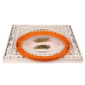 MONTERINGSPLATTA FÖR GOLVBRUNN I TRÄBJÄLKLAG VIT FALUPLAST