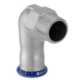 VINKELÖVERGÅNG 15 MM X R15 X 90° MUFF X UTVÄNDIG GÄNGA ROSTFRI MAPRESS GEBERIT