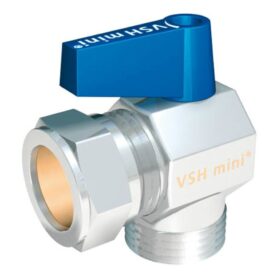 VINKELKULVENTIL 15XR15 KLÄMRING X UTVÄNDIG GÄNGA, MED VRED KROM BALLOFFIX VSH