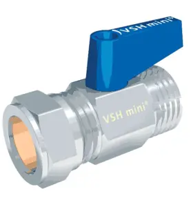 RAK KULVENTIL 15XR15 KLÄMRING X UTVÄNDIG GÄNGA, MED VRED KROM BALLOFFIX VSH