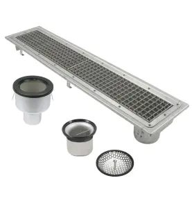 SPÄRRBRUNNAR 670PL 1100X150 B75 MED BOTTENUTLOPP  FÖR BETONGGOLV MED PLASTMATTA BLUCHER