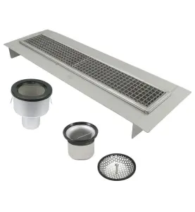 SPÄRRBRUNNAR 670K 800X150 B75 MED BOTTENUTLOPP FÖR BETONGGOLV MED KLINKER OCH TÄTSKIKT BLUCHER
