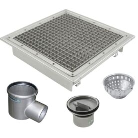 STORKÖKSBRUNNAR 660PL 400X400 S110 MED SIDOUTLOPP FÖR BETONGGOLV MED PLASTMATTA BLUCHER